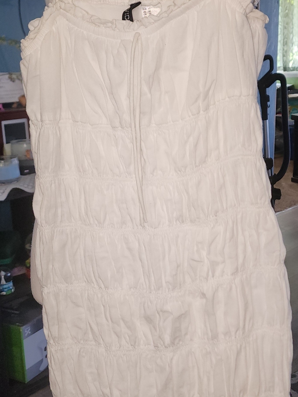 Divided White Ruffle-Panel Mini Dress Sz XSM